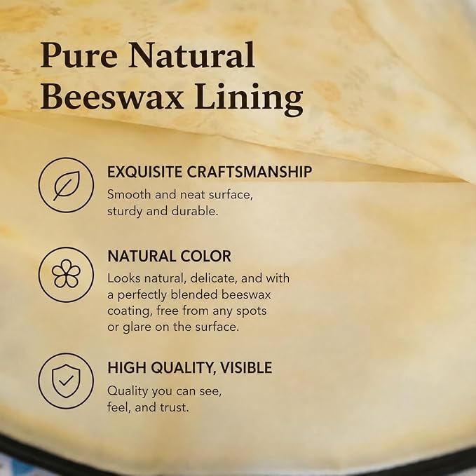 Beeswax Bread Bags 17×13 Inch (2 Pack) with Zipper, Reusable Cotton Bread Bags for Homemade Bread Storage and Freezing, Double Seal to Lock in Moisture