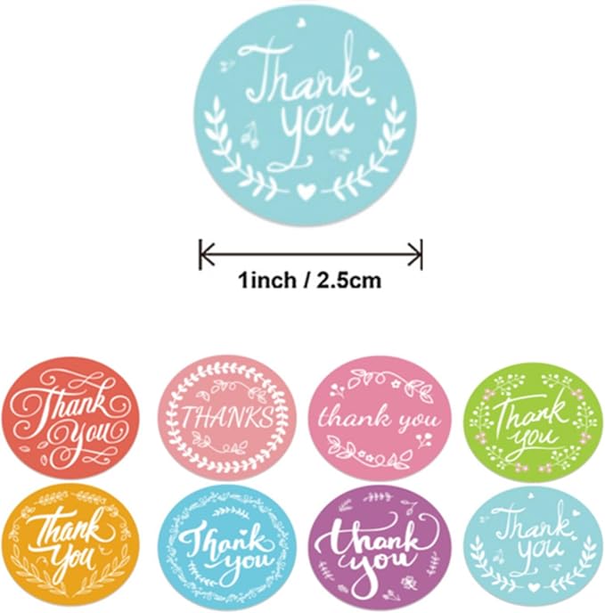 500 Colorful Thank You Stickers Heart Floral Thank You Sticker for Packaging Flower Small Business 1 Inch 9 Designs Handmade Presents Bags Envelopes Shopping Small Shop Mailers Wrapping