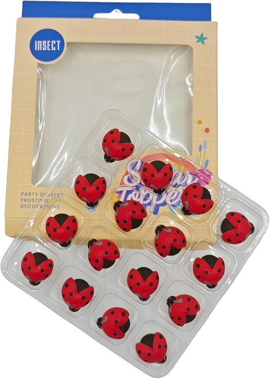 Edible 16pcs Insect Themed Ladybug Sugar Sprinkles Dessert sprinkles Cake Cupcake Toppers cookie Icing decorations for cake Decorating