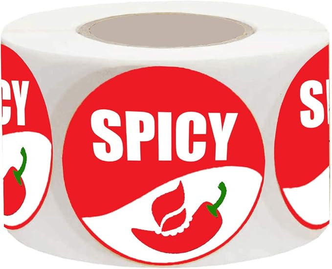 Spicy Stickers, 1.5 Inch Grocery Store Food Warning Spicy Labels Adhesive Stickers 500 Pcs