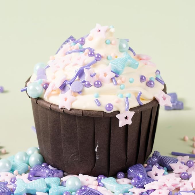 Mermaid Sprinkle Mix 4.2oz Edible Pearls Sugar Stars sprinkles Summer Ocean Sprinkles for Cake Decorations, Baking, Ice Cream, Cookies, Cupcake Topper Candy, Chocolate, Parties