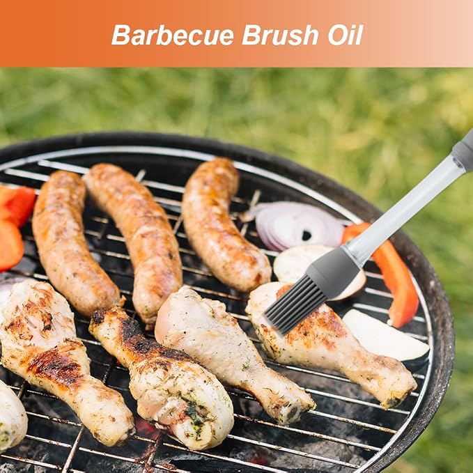 2PCS Silicone Oil Brush Basting Pastry Brush for Grilling BBQ Baking,2025 Silicone Oil Brush Basting Brush for Cooking,Pastry Brushes for Baking Cooking Kitchen Gadget Home Outdoor Use (5PC)