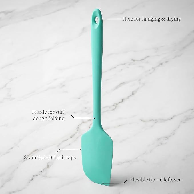 600ºF Heat Resistant Silicone Spatula Spoonula Set of 3, Aqua Sky | High Heat Food Safe Kitchen Use Scraper for Cooking Baking Mixing Scraping Stirring Cake Nonstick Cookware Pan Bowl