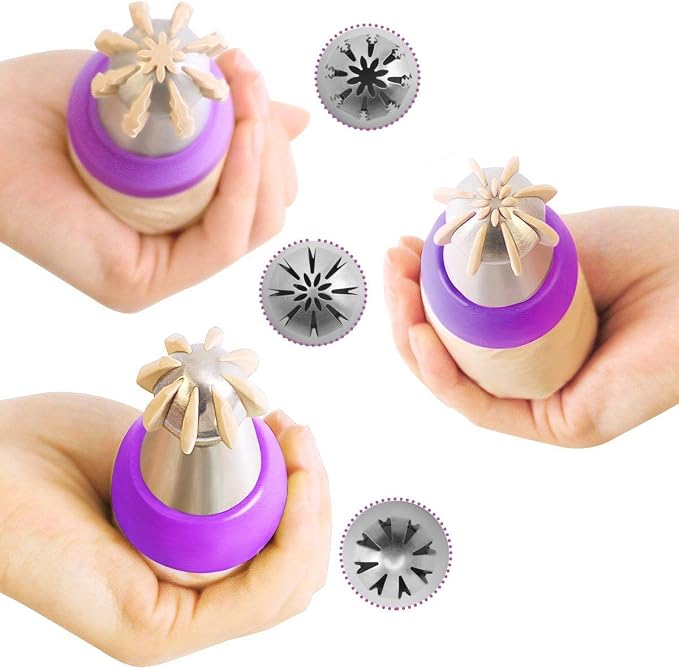 Russian Piping Tips Set, Airlxf 8PCS Stainless Steel Icing Piping Nozzles Tips Cake Cupcake Decorating Supplies Kit Flower Frosting Tips DIY Icing Piping Tips for Cake Decorating (8PCS)