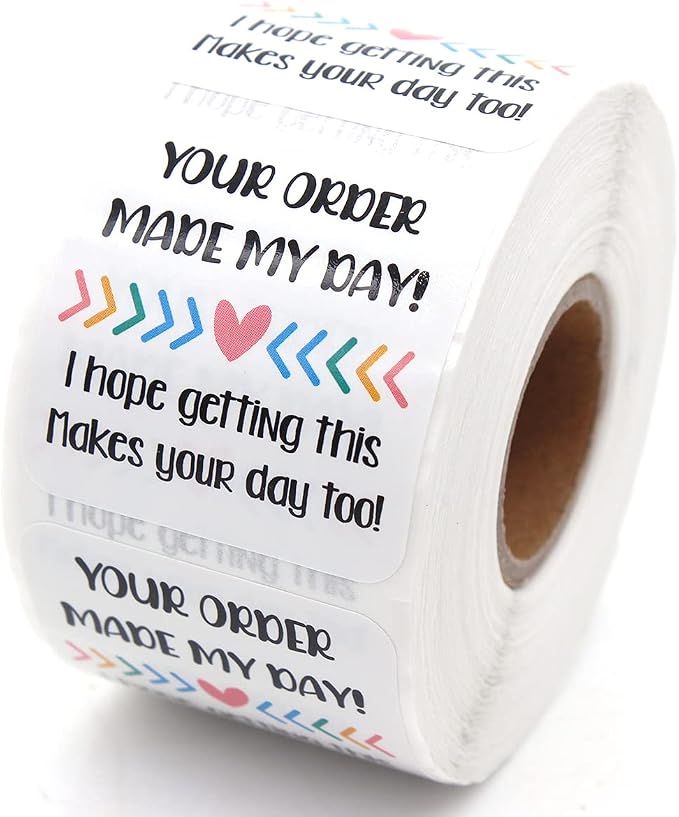 Littlefa Your Order Made My Day Stickers,Thank You Sticker,Small Business Stickers,Mail Packaging Sticker for Small Business 500 PCS