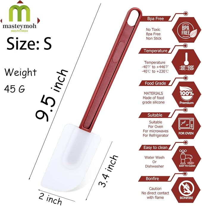 Flexible Rubber Spatulas 5PCS, Silicone Spatula Set, Soft Rubber Spatula Scraper 9.5 Inches, Commercial Spatula, Silicone Rubber Spatula Set Resistant to 500℉ (5 Scrapers 9.5")