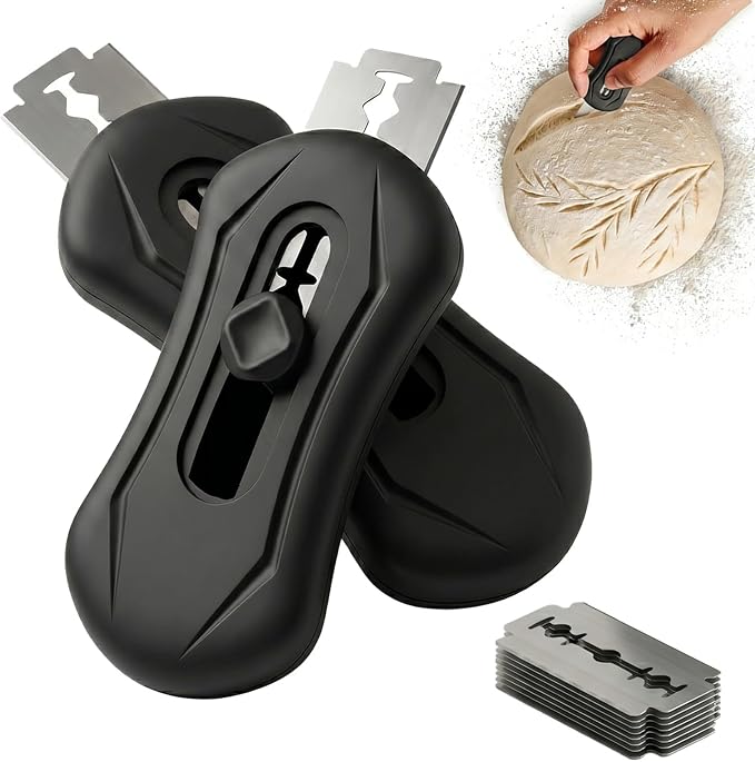 2PCS Sourdough Bread Lame Scoring Tool,Retractable Bread Scorer with 10 Replaceable Blades, Magnetic Storage for Artisan Bakers & Home Sourdough Baking, Professional Sourdough Baking Tools