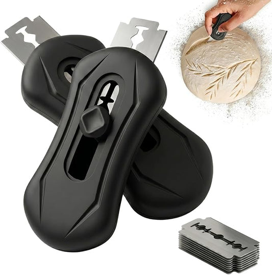 2PCS Sourdough Bread Lame Scoring Tool,Retractable Bread Scorer with 10 Replaceable Blades, Magnetic Storage for Artisan Bakers & Home Sourdough Baking, Professional Sourdough Baking Tools