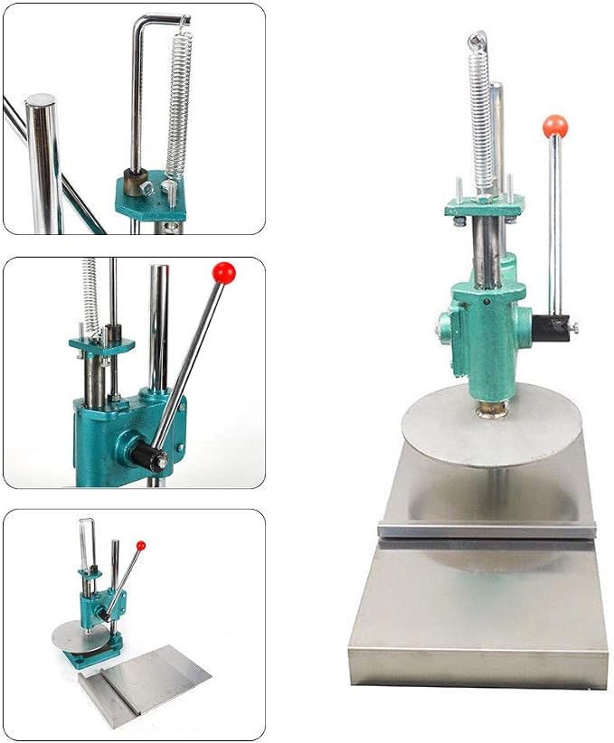Pizza Pastry Press Machine Stainless Steel Manual Dough Press Machine Dough Press Roller Sheeter for Making Pizza Pastry Metal Plate Diameter 240mm/9.5inch (US STOCK)