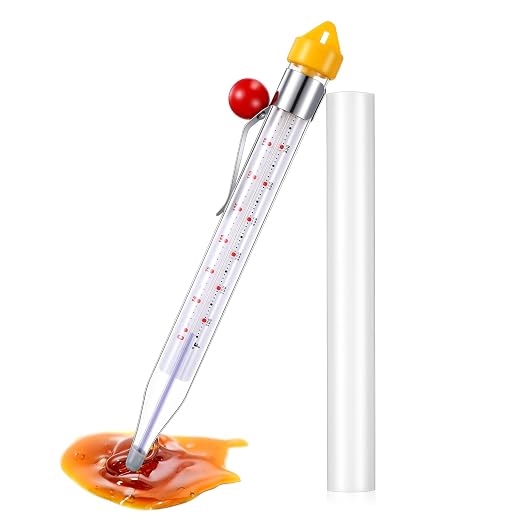 Photect Candy Thermometer with Pot Clip 8" Deep Fry Oil Thermometer for Candy Making Instant Read Cooking Food Thermograph Sugar Syrup Jam Jelly Oil Temperature Kitchen Accessories(Yellow,1 Pcs)