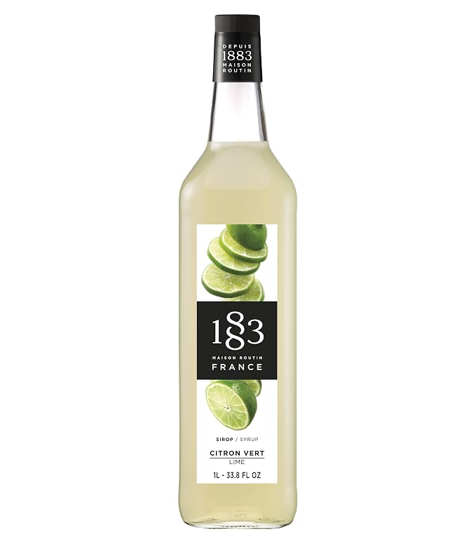1883 Lime Syrup for Drinks, Made in France, 1 Liter Glass Bottle