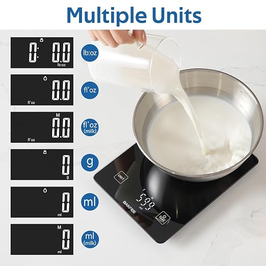 100% Waterproof Food Scale, IP67 Digital Kitchen Scale, Rechargeable (USB-C), 1g/0.1oz Precision, 22lb Capacity, Tempered Glass, LED Display, for Baking, Cooking, Making Sourdough Bread, Black