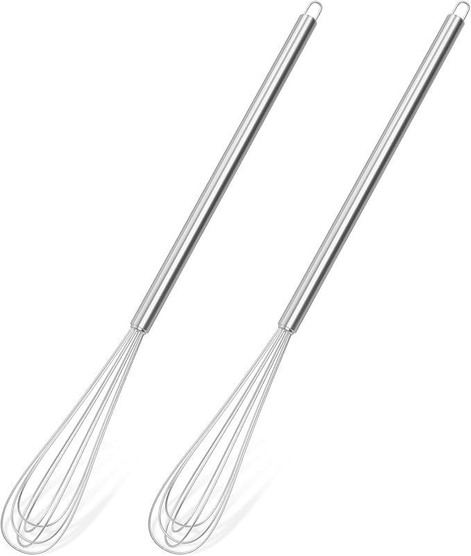 2 Pcs 11-Inch Mini Whisk, Stainless Steel Small Whisk with Long Handle, Kitchen Stirrer for Coffee, Eggs, Sauces and Baking, Durable Tiny Whisks Tool for Home & Kitchen Use