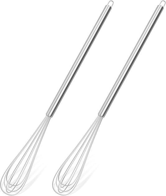 2 Pcs 11-Inch Mini Whisk, Stainless Steel Small Whisk with Long Handle, Kitchen Stirrer for Coffee, Eggs, Sauces and Baking, Durable Tiny Whisks Tool for Home & Kitchen Use