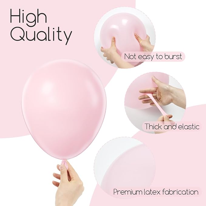 120pcs Light Pink Balloon Arch Kit, 18 12 10 5 inch Pastel Pink Latex Balloons Different Sizes Baby Pink Balloon Garland for Bridal Baby Shower Gender Reveal Birthday Party Decorations