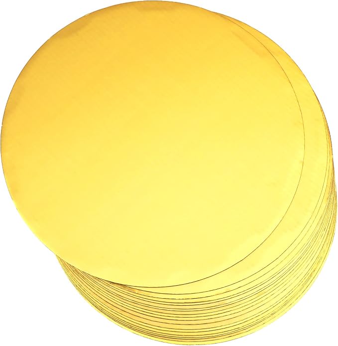 qiqee 10 Inch Gold Cake Boards Round 40-Packs Circles Rounds Base Food-Grade Cardboard Cake Plate（Thinner But Stronger