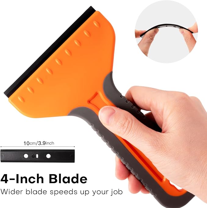 NEWISHTOOL 4-inch Plastic Razor Blade Scraper, 2 PCS Big Blade Paint Scraper Sticker Remover Scraper Tool with 20 Pcs Blades for Glue Label Decal Wallpaper Removing Glass Cleaning