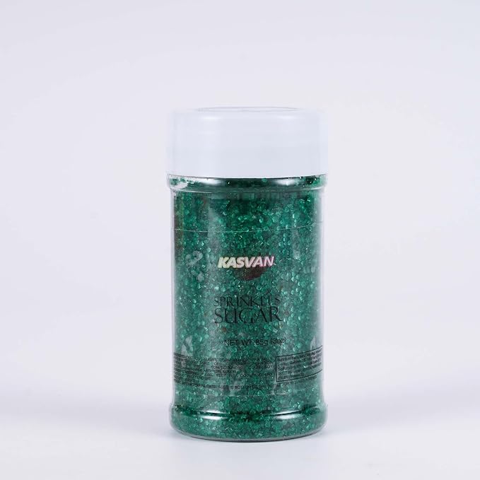 Kasvan Sanding Sugar Sprinkles - Edible Sugar Crystals, Baking Cake Decorations, Ice Cream Toppings cupcake Decorating, Wedding Party Chirstmas Supplies, 85g/3.2oz (Dark Green)