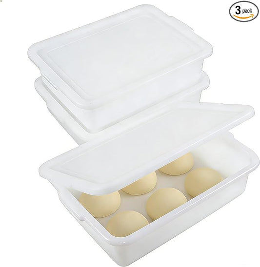 Pack of 3 Pizza Dough Proofing Box, Bread Proofing Box and Dough Container with Cover, BPA Free