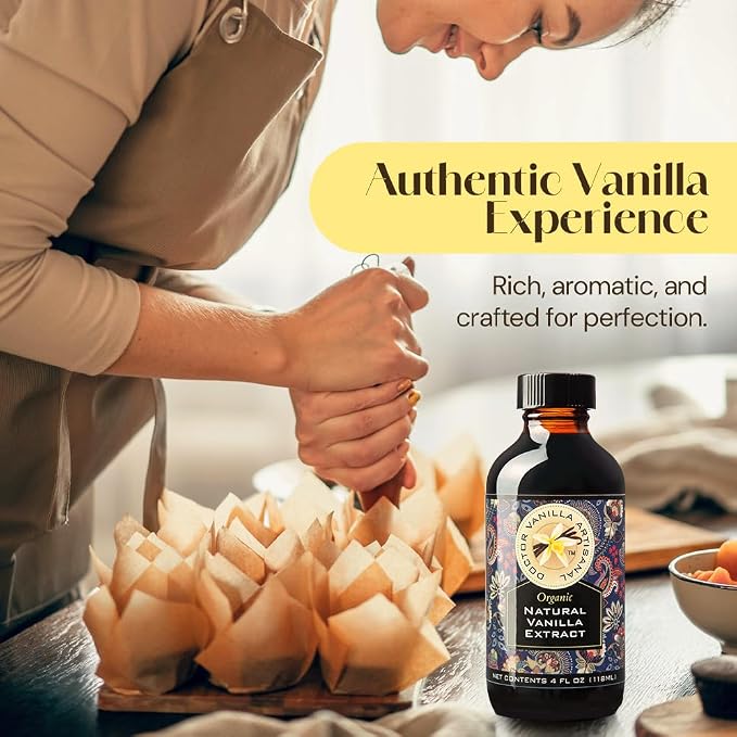Organic Vanilla Extract, 4 fl oz - Madagascar Bourbon vanilla, 100% natural, sugar‑free, GMO‑free, gluten‑free, vegan, paleo, keto, and kosher