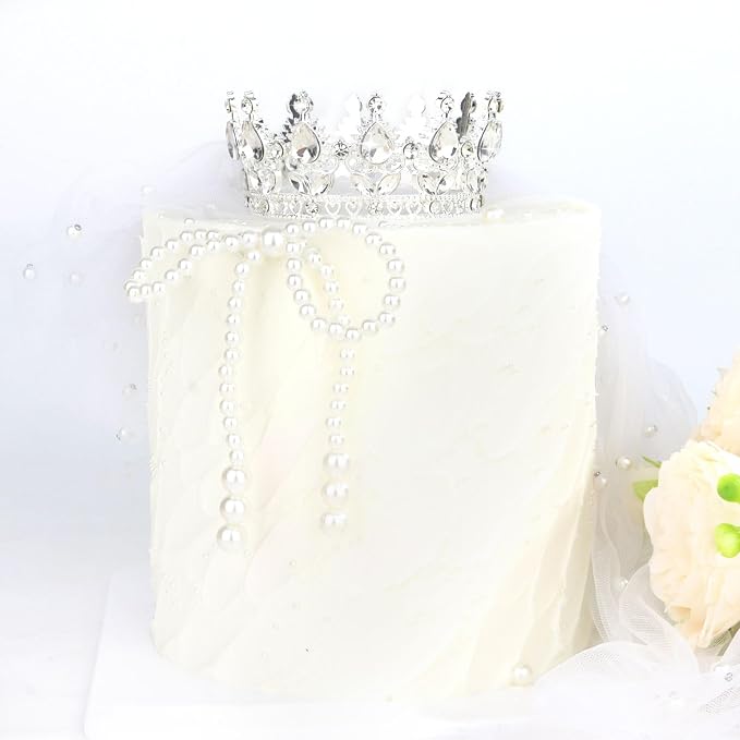 Silver Crown Cake Topper Happy Birthday Cake Toppers Wedding Cake Toppers Mini Crowns for Flower Bouquets Party Decorations