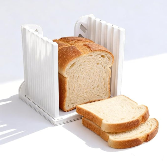 Bread Slicer for Homemade Breads, Toast Slicer, Adjustable Thickness Slicing Guide, Foldable Portable Bread Cutter Suitability for Homemade Breads, Bagels, Loafs, Cakes - Kitchen Baking Tool