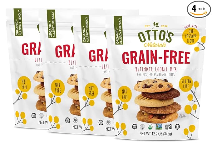 Otto’s Naturals Grain-Free Ultimate Cookie Mix, Made with Organic Cassava Flour, Gluten-Free All-Purpose Cookie Mix, Non-GMO Verified, 12.2 Oz Bag (Pack of 4)