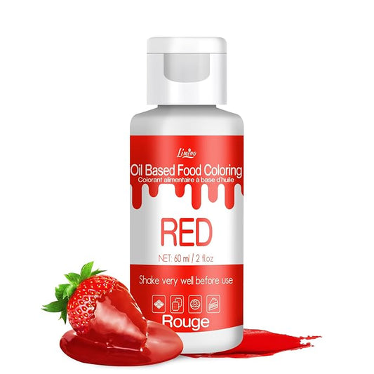 Oil Based Food Coloring for Chocolate - Vivid Food Coloring Set for Candy Melts, Baking, Cake Decorating, Fondant - Fat Soluble Food Color Dye for Icing, Cookie, Crafts - 2 fl.oz / 60ml Bottles (Red)