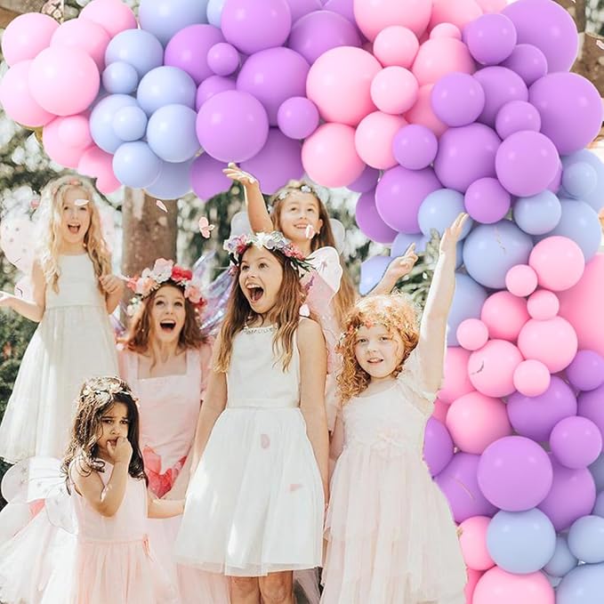 Pastel Pink Purple Blue Balloon Garland Arch Kit - Pastel Blue and Pink Balloons Macaron Balloons for Birthday Baby Shower Gender Reveal Baptism Wedding Party Decorations