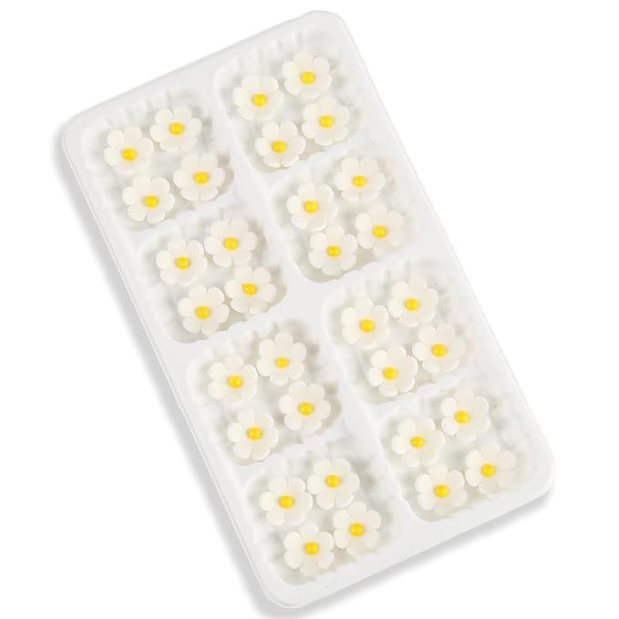 Edible Flowers Cake Decorations 32 Count White Blossoms Royal Icing Decorations Daisy Sugar Wedding Flowers for Baking Cupcakes Ice Cream Waffles Cookies Birthday Cake