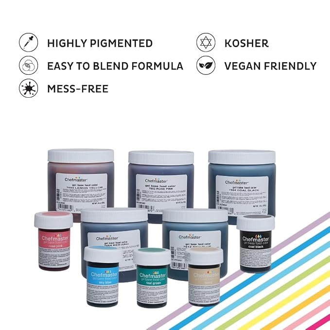 Chefmaster Sky Blue Gel Food Coloring | Vibrant Color | Professional-Grade Dye for Icing, Frosting, Fondant | Baking & Decorating | Fade-Resistant | Easy-to-Use | Made in USA | 1 oz