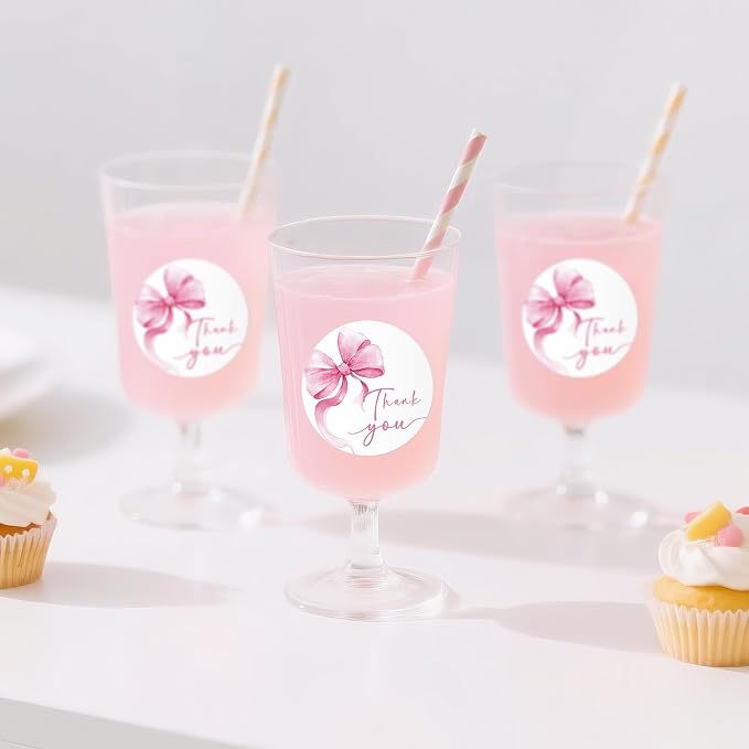 Anwyll Bow Thank You Stickers - Pink Thank You Stickers for Small Business 480Pcs 1.5In Thank You Sticker for Packaging Self Adhesive Thank You Party Favor Seal Label Sticker for Baby Shower Birthday