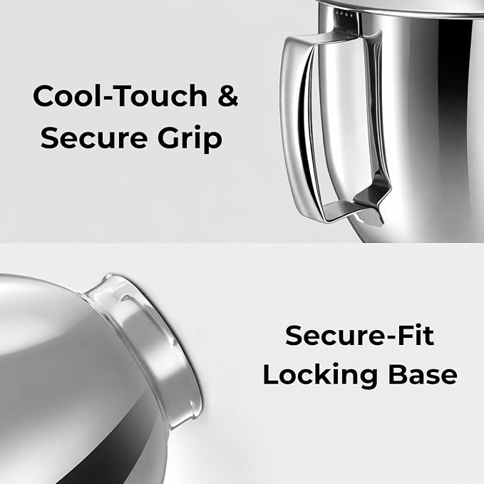 5 Quart Stainless Steel Mixer Bowl Compatible with 4.5-Quart & 5 Quart KITCHENAID TILT-HEAD STAND MIXERS,【Durable Dual-sided Sliding Mat Included】