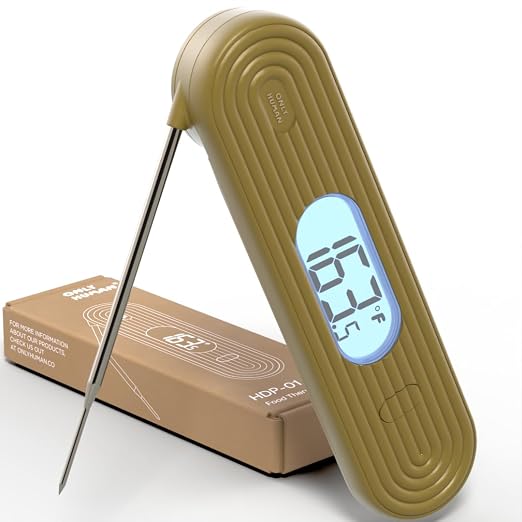 ONLY HUMAN HDP-01 Digital Instant Read Meat Thermometer, High Accuracy Food Cooking Thermometer with Ultra Bright Backlight Display (Olive Green)
