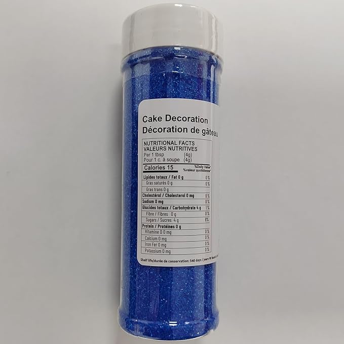 Blue Sanding Sugar Sprinkles, Edible Blue Sugar Crystals Sparkling Sprinkles Mix for Cake Decorating, Baking, Cookie, Cupcake, Ice Cream Topping 5 OZ