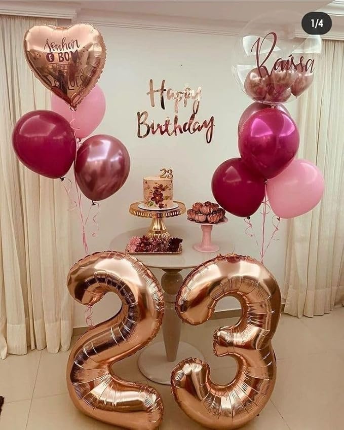 40 Inch Balloons 25 Numbers, Happy 25th Birthday Decorations for Women, Rose Gold Foil Large Ballon for 2 5 25 52 Birthday Party Wedding Anniversary Supplies