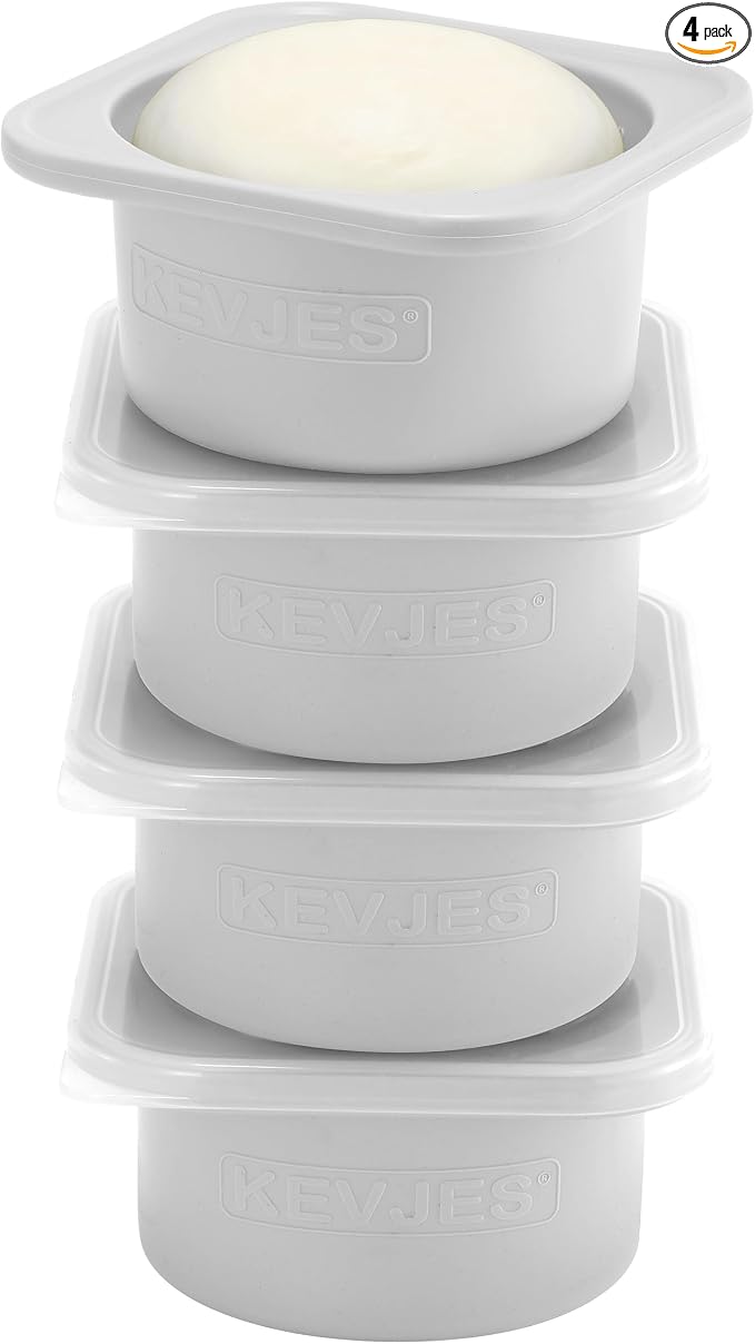 PLUS 1000ml Pizza Dough Proofing Containers for DIY family Artisan Pizza, Food Grade Silicone Stackable Boxes with Lids, Freezer, Fridge, Dishwasher Safe,4sets (Gray)