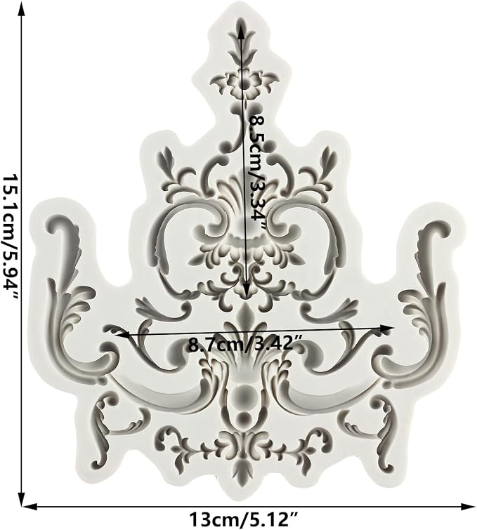 Baroque Fondant Molds Curlicues Scroll Lace Border Silicone Mold Filigree Mold 3D Sculpted Flower For Sugar Cake Decorating Cupcake Topper Chocolate Gum Paste Candy Polymer Clay