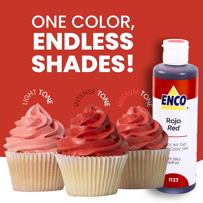 ENCO Food Coloring Gel Red 8.8 oz (250g) Concentrated, Vegan