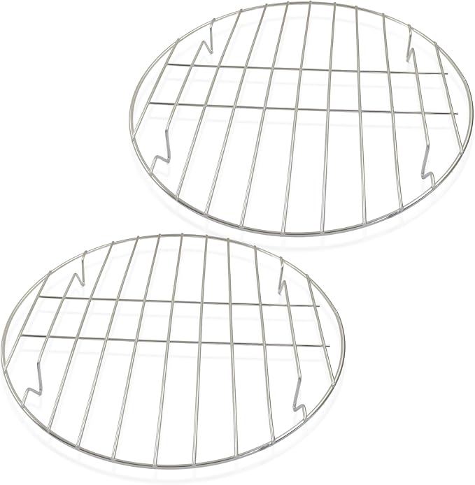 10.5" Round Cooking Rack, 2 Pcs Stainless Steel Baking Cooling Steaming Grilling Rack for Air Fryer, Pressure Cooker, Cooking Enthusiasts