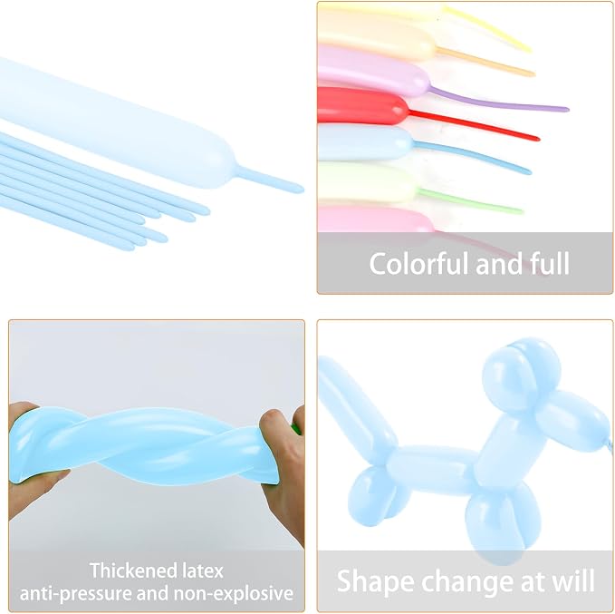 ZNHIS 260 Balloons Kit - 100pcs Long Macaron Blue Balloons for Arch, Animals, and Twisting