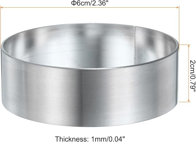 HARFINGTON 2Pcs Round Cake Ring 2.36 x 1 Inch Seamless Stainless Steel Pastry Mousse Dessert Ring Mirror Coating for Baking Cooking English Muffins Crumpet Making Tool