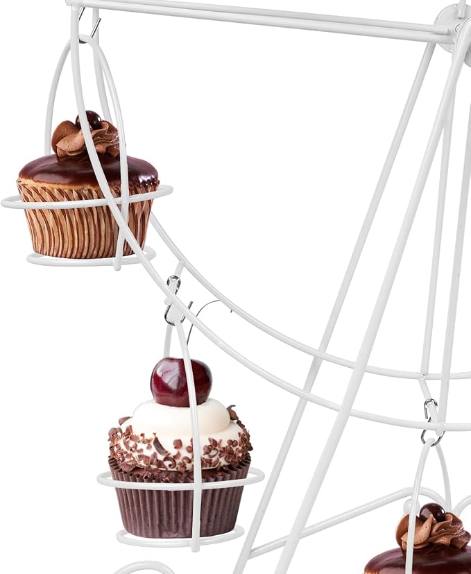 Ferris Wheel Cupcake Stand Dessert Serving Tray, Ferris Wheel Cupcake Stand for Carnival and Circus Theme Party Wedding Party Furnishing Accessories (White)
