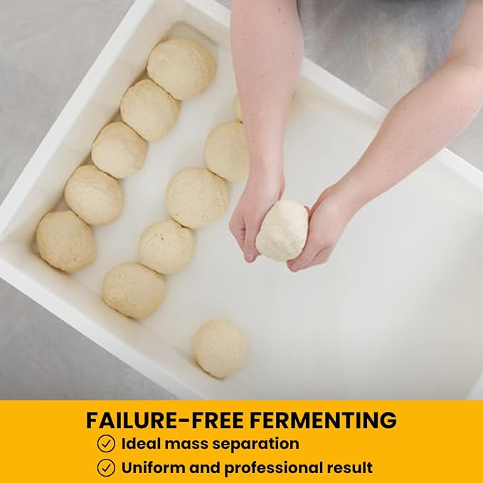 L'Oro Del Sud Commercial Dough Proofing Box Tray with Lid, White, 2 Trays | 23.6" x 15.74" x 2.75" Stackable Dough Tray for Pizza Dough Proofing, Impact and Temperature Bin Resistant, Product of Italy