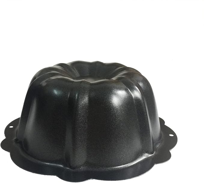 Fluted Tube Cake Pan, Nonstick Mini Kugelhopf Mold, 4 Inch Black | Pack of 4 Small Baking Pans Pumpkin Shape, Reusable Carbon Steel Fluted Tin for Flan, Muffin, Brownie, Pudding, Bread