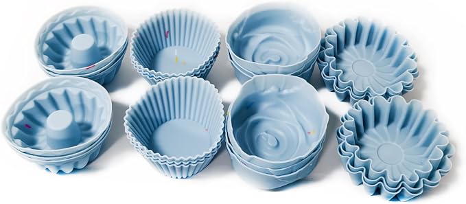 30PCS Nonstick Silicone baking set,Silicone Cake Molds, Baking Sheet, Donut Pan for baking sets with 24 Pack Cupcake Mold Baking Cups