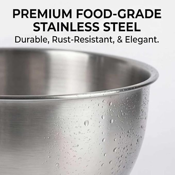KITEISCAT Stainless Steel Mixing Bowls with Lids – Set of 5 Large Nesting Metal Bowls for Kitchen, Baking, Cooking, Food Prep & Storage, Non-Slip Base, Dishwasher Safe, Multicolor
