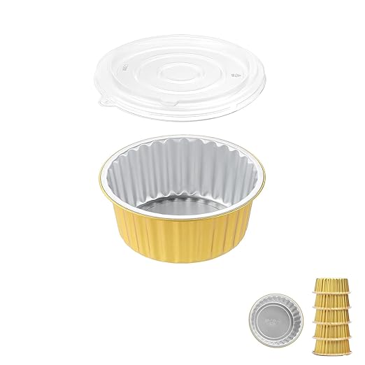 19oz Round Aluminum Foil Containers with Lids, 5 Pack | 5.5 Inch Round, Heavy Duty Foil, Ideal for Food Storage, Meal Prep and Soup