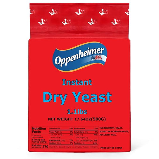 Instant Dry Yeast – 1.1 lb (500g) – Fast-Acting Yeast for Baking, Bread, Pizza Dough, and More, Kosher,
