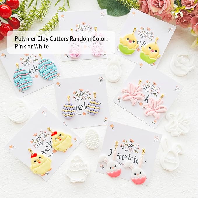 Easter Polymer Clay Cutters Set - 12pcs Sharp & Durable Bunny, Chick, Egg & Lily Shapes for DIY Earring Jewelry Making, Soft Clay Crafts & Spring Holiday Supplies